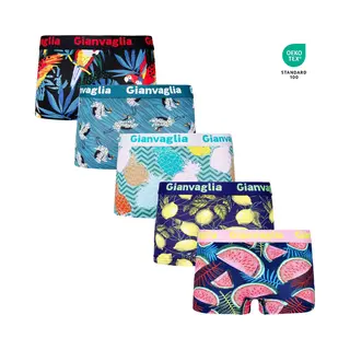 Gianvaglia 5-Pack Dames Onderbroek Katoen - Boxershorts - Zacht Katoen - Tropical Printjes - Maat Xl 8872