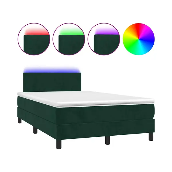 Boxspringbett Mit Matratze & Led Dunkelgrün 120x190 Cm Samt Vidaxl thumbnail