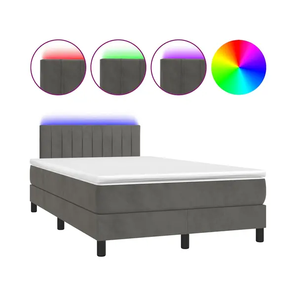 Boxspringbett Mit Matratze & Led Dunkelgrau 120x190 Cm Samt Vidaxl thumbnail