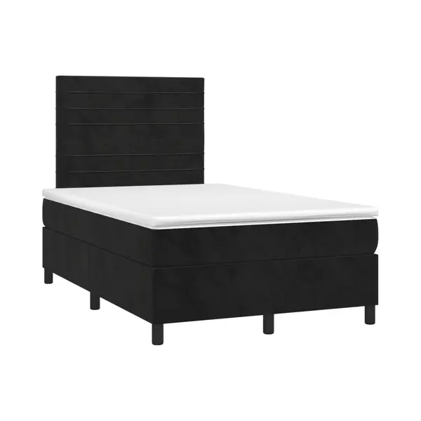 Boxspringbett Mit Matratze & Led Schwarz 120x190 Cm Samt Vidaxl thumbnail
