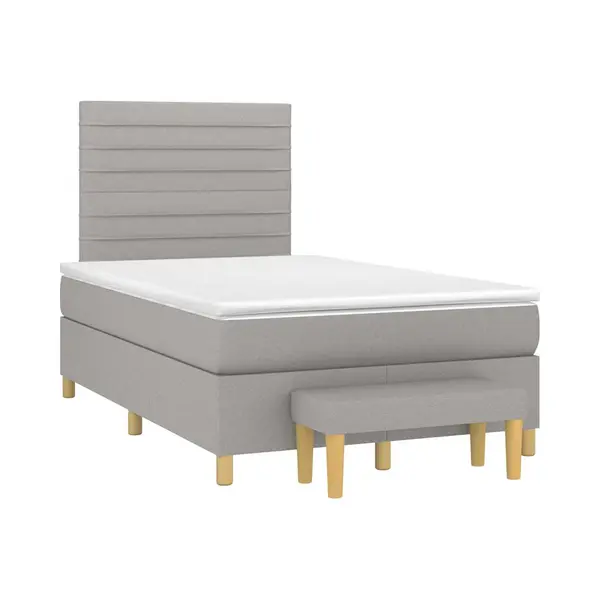 VidaXL Boxspring Met Matras Stof Lichtgrijs 120x190 Cm thumbnail