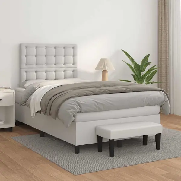 Boxspringbett Mit Matratze Weiß 120x190 Cm Kunstleder Vidaxl thumbnail
