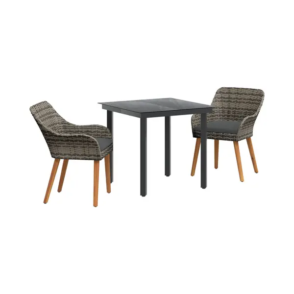 Garten Essgruppe Mit Kissen 3 Pcs Grau Poly-rattan Vidaxl thumbnail