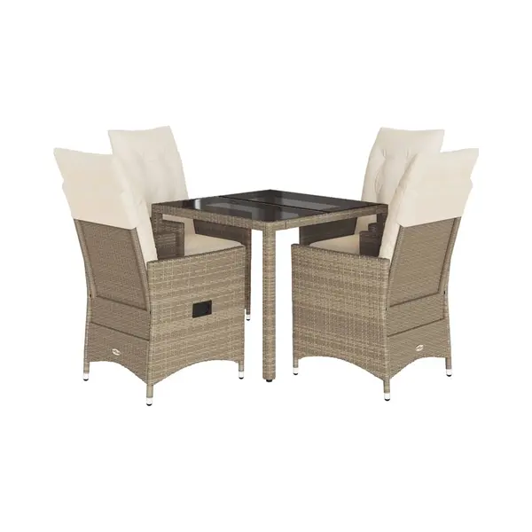 VidaXL 5-tlg. Garten-Essgruppe Mit Kissen Beige Poly Rattan thumbnail