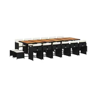 17-tlg. Garten-essgruppe Mit Kissen Schwarz Poly Rattan Vidaxl