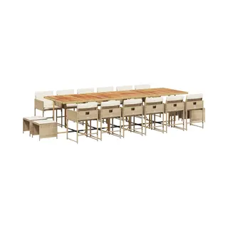 VidaXL 17-delige Tuinset Met Kussens Poly Rattan Beige