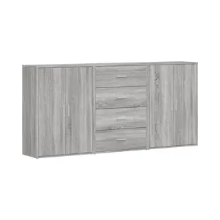 Sideboards 3 Stk. Grau Sonoma 60x31x84 Cm Holzwerkstoff Vidaxl