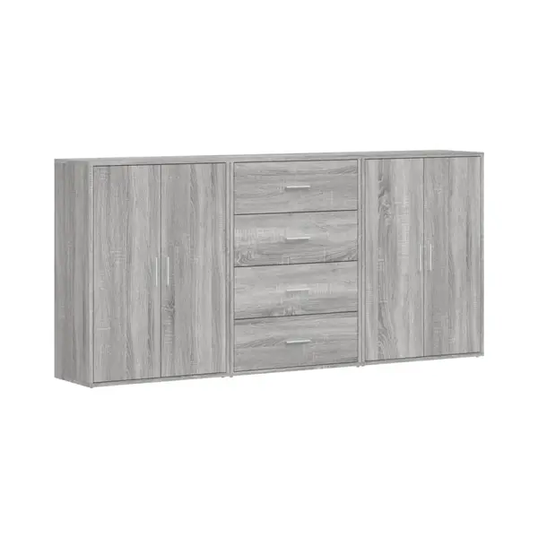 Sideboards 3 Stk. Grau Sonoma 60x31x84 Cm Holzwerkstoff Vidaxl thumbnail