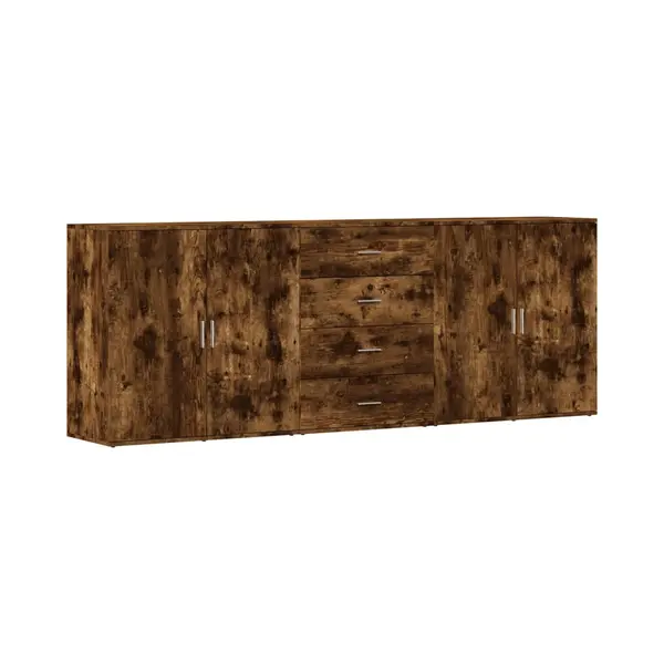 VidaXL Sideboards 3 Stk. Räuchereiche Holzwerkstoff thumbnail