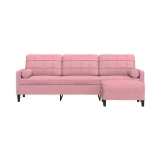 3-sitzer-sofa Mit Hocker Rosa 210 Cm Samt Vidaxl