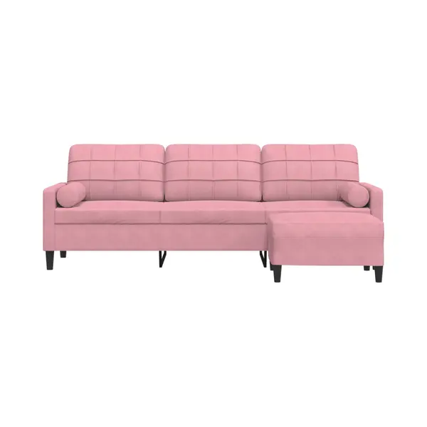 3-sitzer-sofa Mit Hocker Rosa 210 Cm Samt Vidaxl thumbnail