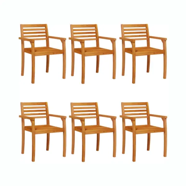 VidaXL Garden Chairs 6 Pcs, Dining Chair For Patio Terrace Balcony, Outdoor Chair For Dinner Coffee, Armchair, Retro Style, Solid Wood Acacia thumbnail
