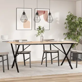 VidaXL Esstisch X-Gestell 180x90x75 Cm Massivholz Kiefer Und Stahl