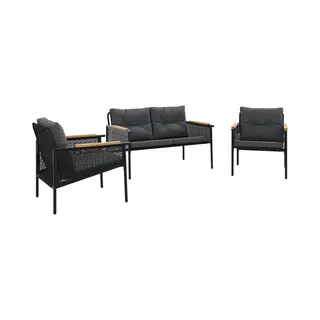 3-tlg. Balkonmöbel-set Mit Kissen Schwarz Stahl - Vidaxl