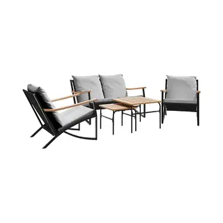 VidaXL 5-tlg. Balkonmöbel-Set Mit Kissen Schwarz Stahl