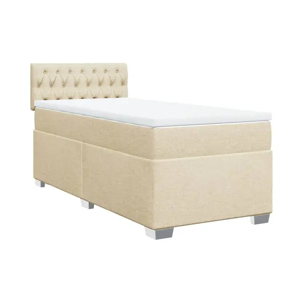 Boxspringbett Mit Matratze Creme 90x200 Cm Stoff Vidaxl thumbnail