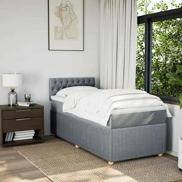 Boxspringbett Mit Matratze Hellgrau 80x200 Cm Stoff Vidaxl thumbnail