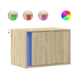 Wand-nachttische Mit Led-leuchten 2 Stk. Sonoma-eiche Vidaxl