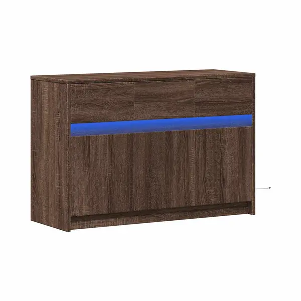 Vidaxl - Tv-schrank Mit Led-beleuchtung Braun Eichen-optik 91x34x61 Cm thumbnail