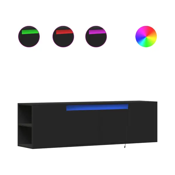 VidaXL Tv-Wandschrank Mit Led-Beleuchtung Schwarz 135x31x39, 5 Cm thumbnail