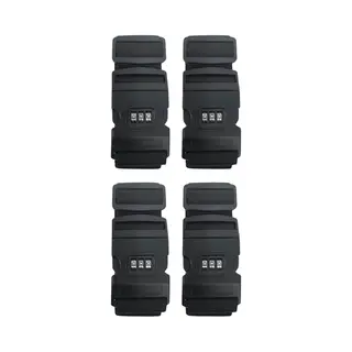 Jvs Products Kofferriem Met Cijferslot En Kofferlabel - 4 Stuks - Verstelbaar - Bagageriem - 200 Centimeter - Extra Beveiliging - Reizen - Zwart