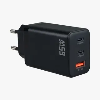 Jvs Products Snellader 65W - 2x Usb-C Pd Fast Charge - 1x Usb-A Quick Charge 3.0 – Oplader 65 Watt - GaN Technologie - Usb-C Adapter - Geschikt Voor Smartphones,
