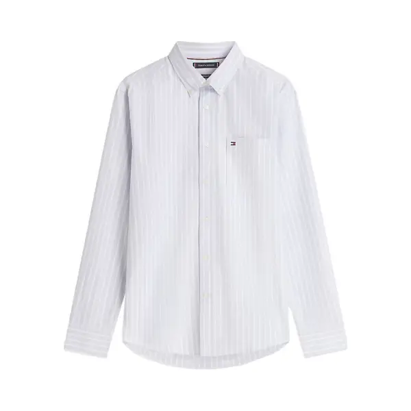 Tommy Hilfiger Für Herren. MW0MW39204 Blaues Breit Gestreiftes Hemd Mit Normaler Passform (Xxl), Lässig, Baumwolle, Langarm thumbnail