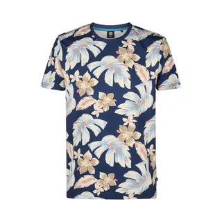 Petrol Industries - Heren All-over Print T-shirt Hibiscus - Blauw - Maat L