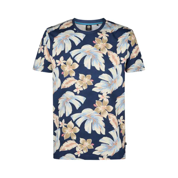Petrol Industries - Heren All-over Print T-shirt Hibiscus - Blauw - Maat L thumbnail