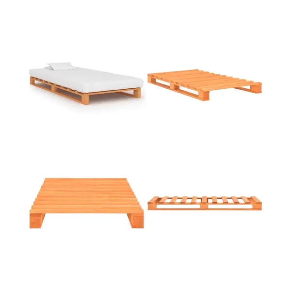 Vidaxl Palettenbett Braun Massivholz Kiefer 90×200 Cm - Palettenbett - Holzkernbettrahmen - Kiefernbett - Massivholzbette - Doppelbett - Home & Living thumbnail
