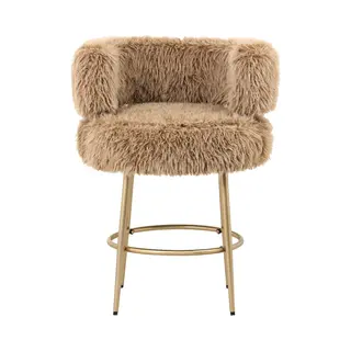 Ptmd Hair Brown Bar Chair Brown Metal Base