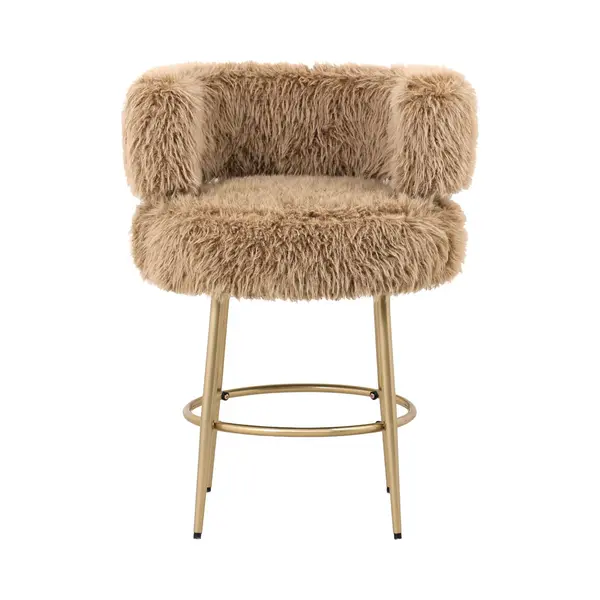 Ptmd Hair Brown Bar Chair Brown Metal Base thumbnail