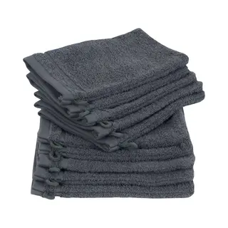 Betully ®- Deluxe Washandjes 10 Stuks - 16*21 Cm Antraciet - %100 Turks Katoen - Antraciet