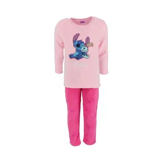 Disney Lilo & Stitch Coral-Fleece Pyjama - Maat 110/116 - Polyester - Roze - Meisjes