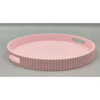 Housevitamin Dienblad 35x35 Cm – Lichtroze– Geribbelde Rand – Mdf – 4 Cm Hoog – Nordic Design – Decoratief & Functioneel