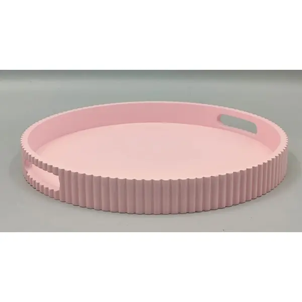 Housevitamin Dienblad 35x35 Cm – Lichtroze– Geribbelde Rand – Mdf – 4 Cm Hoog – Nordic Design – Decoratief & Functioneel thumbnail