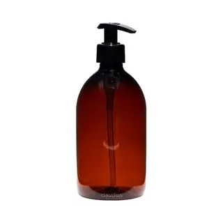 Claudius Cosmetics B.V. Lege Plastic Fles 500 Ml Pet Apothekersfles Amber - Met Zwarte Pomp - Set Van 10 Stuks - Navulbaar - Leeg