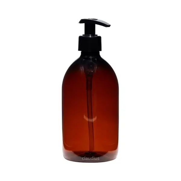 Claudius Cosmetics B.V. Lege Plastic Fles 500 Ml Pet Apothekersfles Amber - Met Zwarte Pomp - Set Van 10 Stuks - Navulbaar - Leeg thumbnail