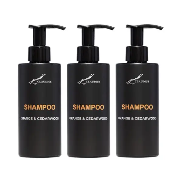 Claudius Cosmetics B.V. Shampoo Sweet Orange & Cedarwood 300 Ml - Met Pomp - Zwarte Fles - Set Van 3 Stuks - Voordeelverpakking - Haarverzorging thumbnail