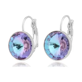 Lgt Jwls Oorbellen Dames Met Multicolor Glassteen En Zilveren Laag
