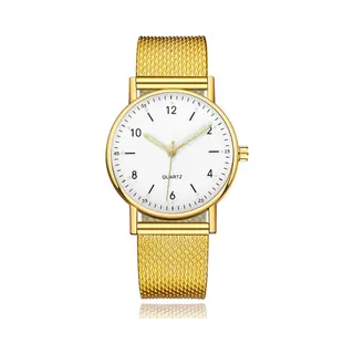 Lgt Jwls Ladies Watch With Fluorescent Hands And Hour Indication Stainless Steel Gold White