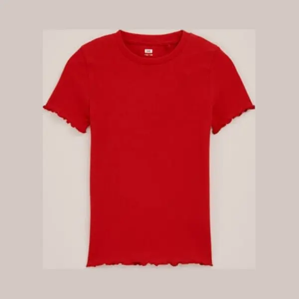We Fashion Meisjes Slim Fit T-shirt Met Ribstructuur thumbnail