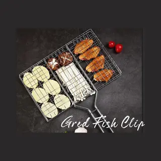 WizBay Premium Select® Barbecue Rooster Grill Klem - Vis - Vlees - Groente - Visgrill - Bbq Rooster - Chroom En Hout Extra Groot 34.5x58cm