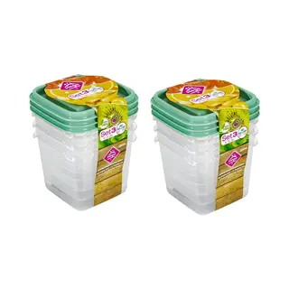 Hega Hogar Vershoudbakjes - Set 6x Stuks - 0.3 Liter - Transparant/groen - L8 X B8 X H11 Cm - Mealprep - Maaltijden Bewaren