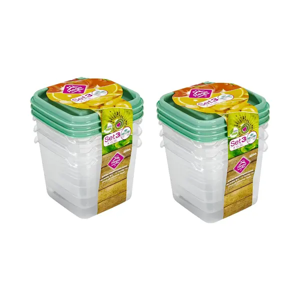 Hega Hogar Vershoudbakjes - Set 6x Stuks - 0.3 Liter - Transparant/groen - L8 X B8 X H11 Cm - Mealprep - Maaltijden Bewaren thumbnail