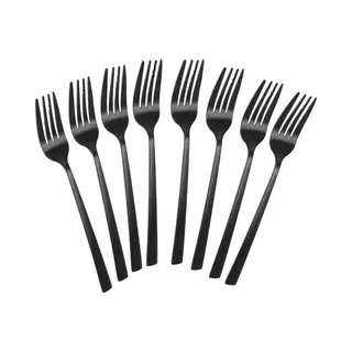Excellent Houseware Taart/gebak Vorkjes - 8x Stuks - Zwart - Rvs - 15 Cm - Verjaardag/feest Vorkjes