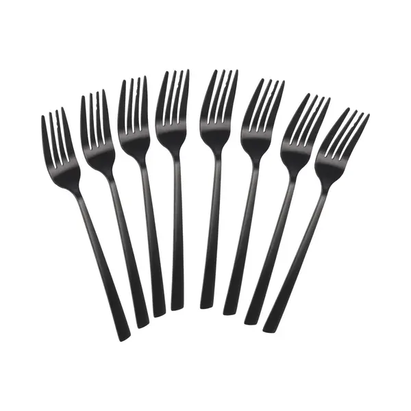 Excellent Houseware Taart/gebak Vorkjes - 8x Stuks - Zwart - Rvs - 15 Cm - Verjaardag/feest Vorkjes thumbnail