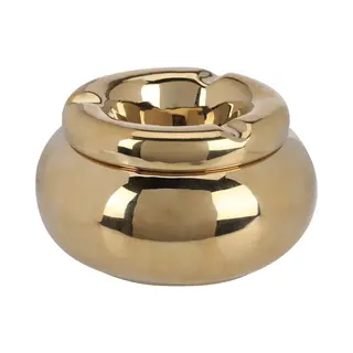 Home & Styling Storm Asbak Marbella - Kunststeen - D11 X H6 Cm - Metallic Goud - Voor Binnen/balkon