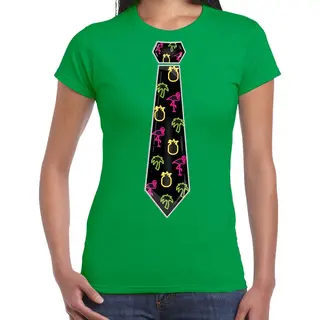 Toppers In Concert - Bellatio Decorations Tropical Party Shirt Dames - Stropdas - Groen - Neon - Carnaval - Themafeest Xl
