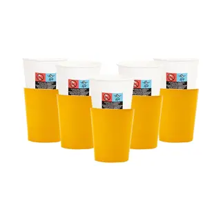 Givi Italia Feestbekers Met Hoesjes - 24x - Geel - Papier - 250ml - Kinderfeestje - Kartonnen Bekertjes